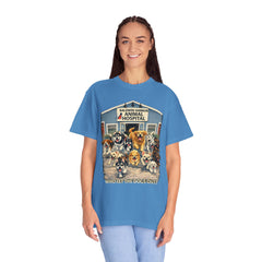 Front Graphic "Who Let the Dogs Out?" Baldwin Harbor Animal Hospital Cute Vet Clinic T Shirt