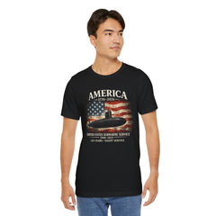 America 250th Submarine 125th Flag T-Shirt — Vintage USA Military Tee