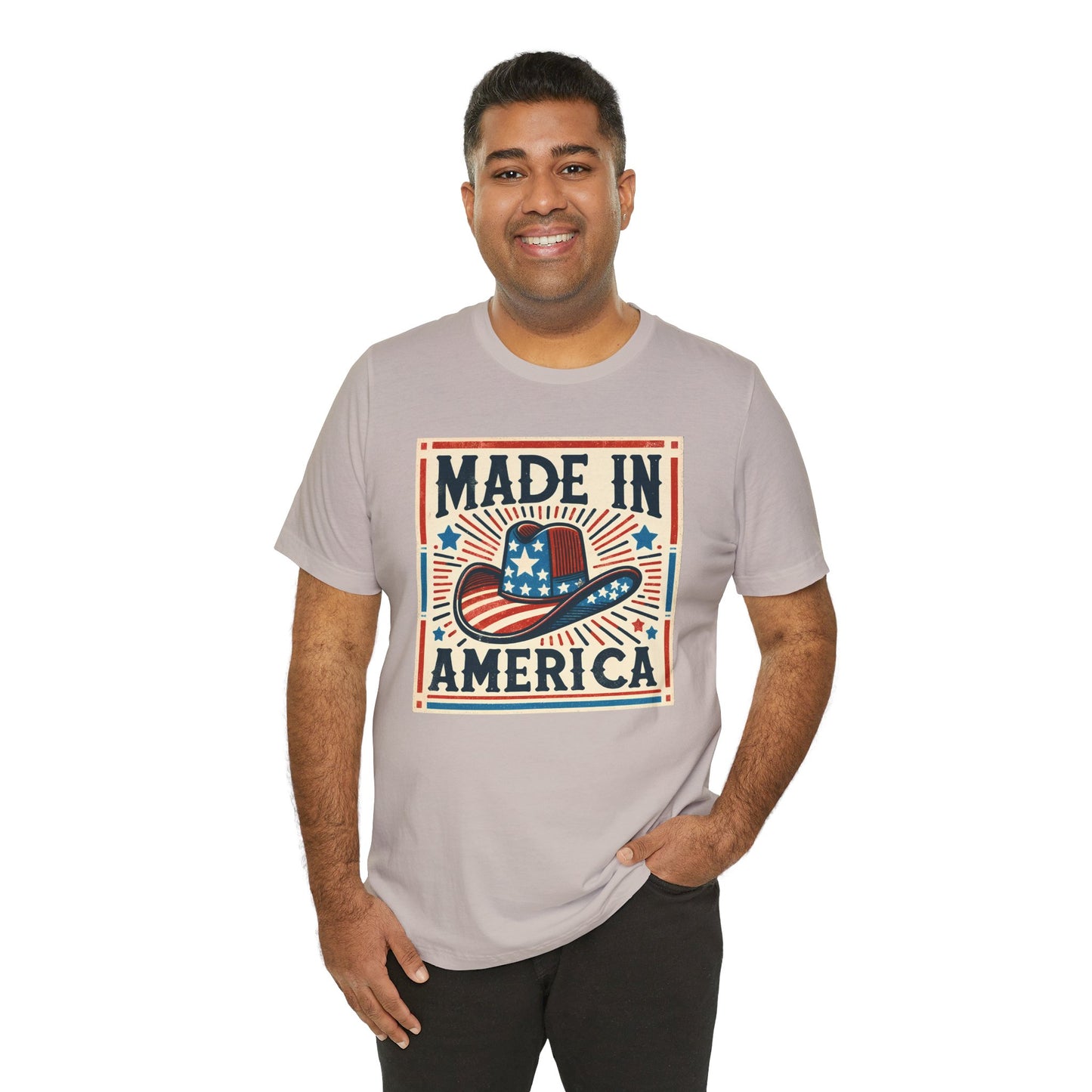 Made In America Cowboy Hat Graphic, Unisex Jersey Short Sleeve Tee