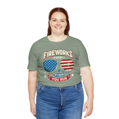 Fireworks Expert, If I Run You Run, Sunglasses  Graphic, Unisex Jersey Short Sleeve Tee