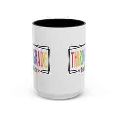 THIRD GRADE TEACHER, Accent Coffee Mug, hearts graphics,present for teacher, educator gift, gift for him, gift for her, teacher appreciation