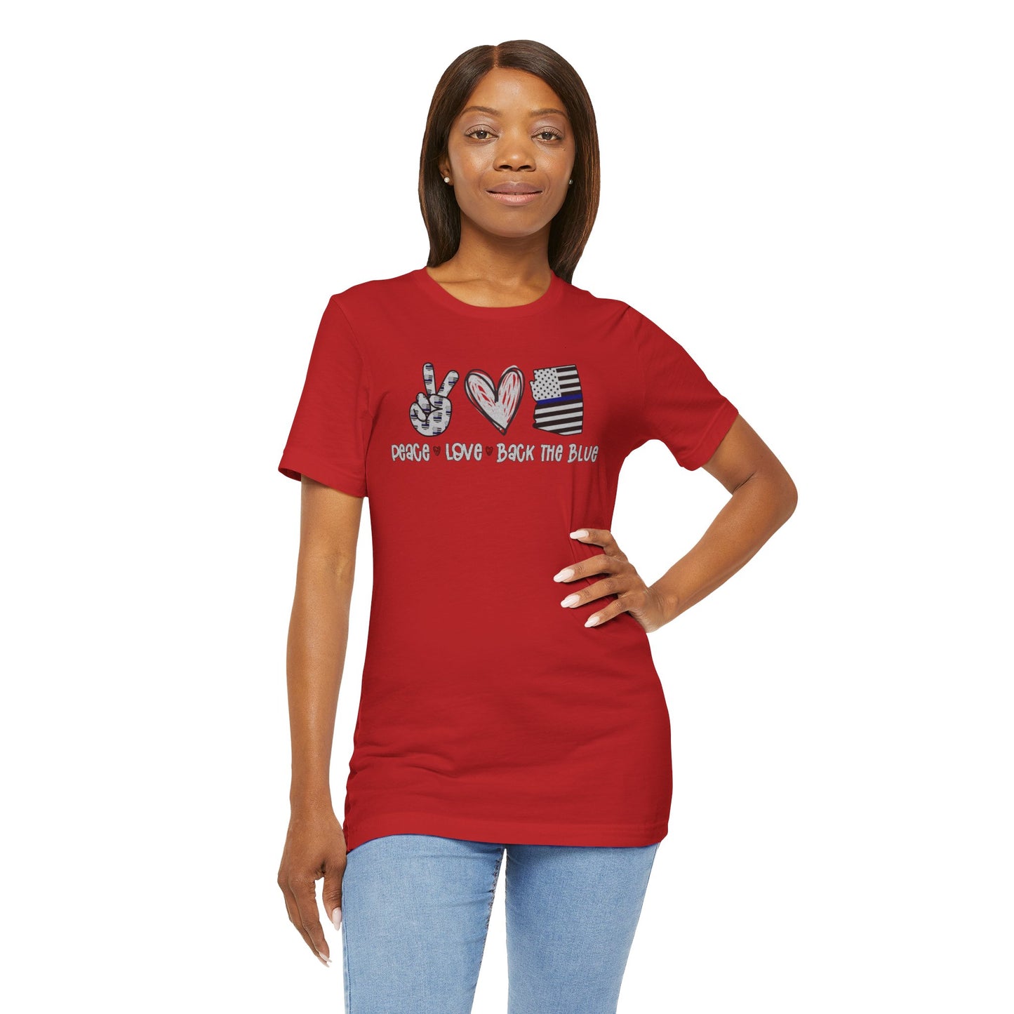 Peace Love Back The Blue in Alaska, Graphic Unisex Short Sleeve Tee