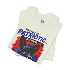 Personalized With Your Dogs Image and Name Patriotic Unisex Jersey Short Sleeve Tee