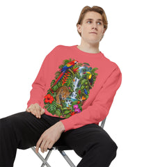 Tropical Jungle Waterfall With Leopard and Parrot Sweatshirt