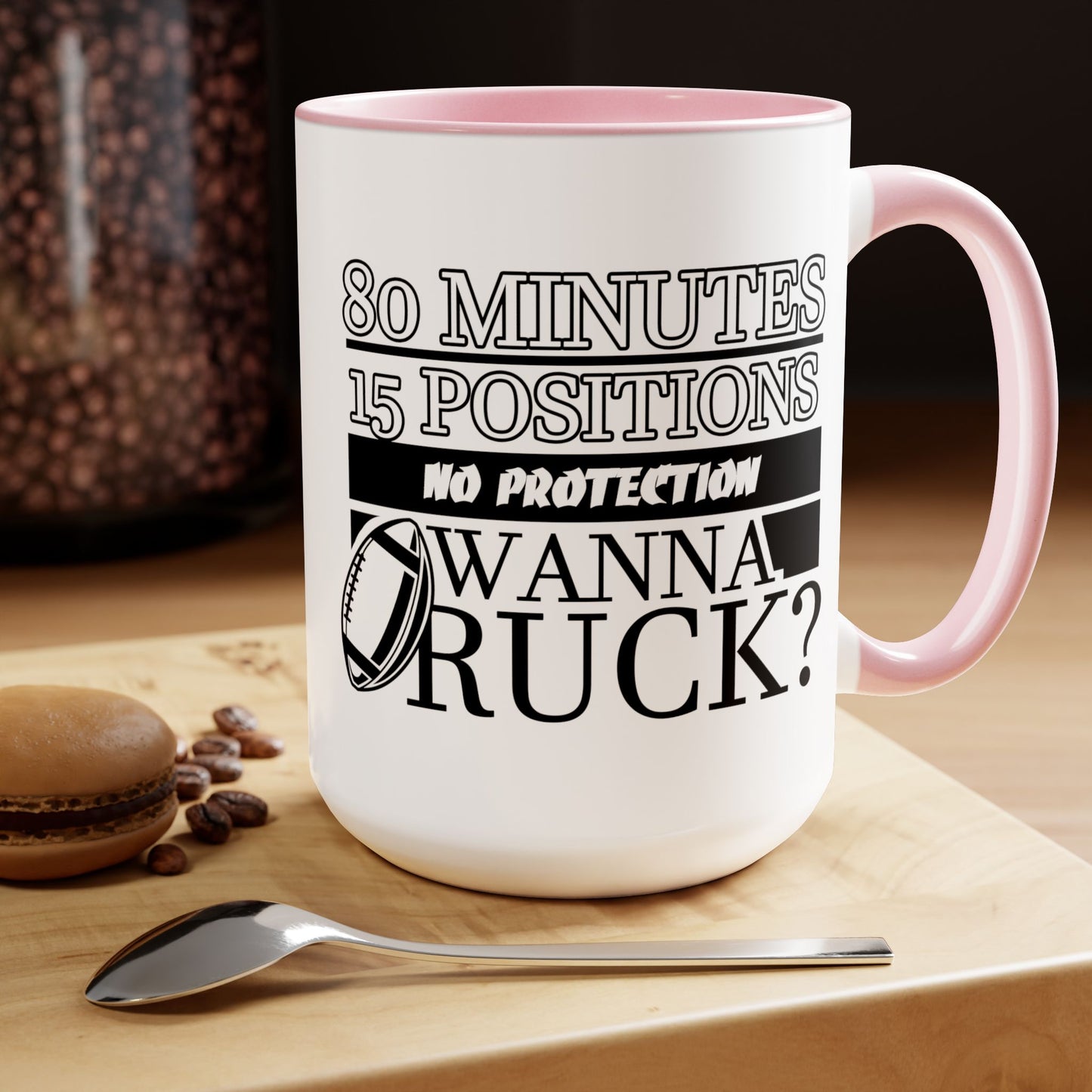 FUNNY RUGBY MUG  Two-Tone Coffee Mug, 15oz