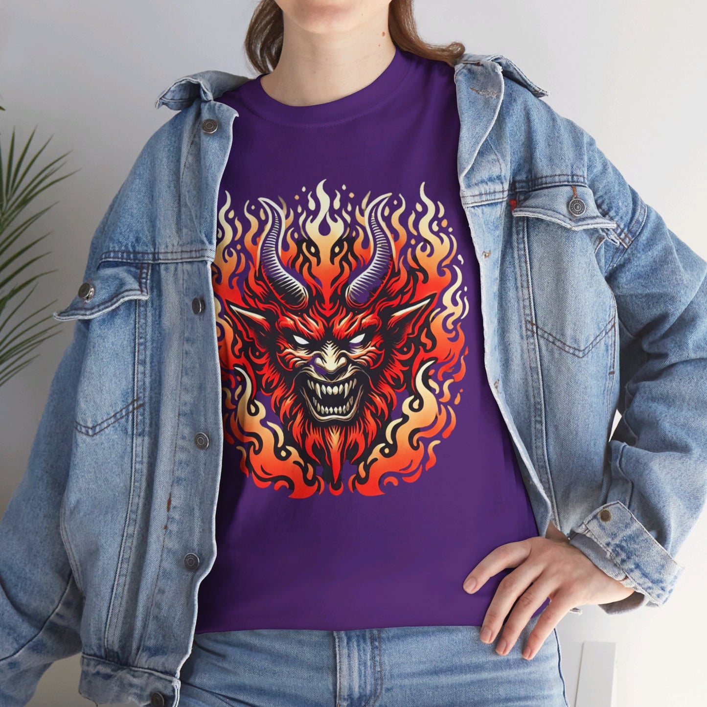 Fiery Fire Demon - Graphic Unisex Heavy Cotton Tee