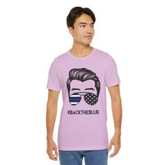 BACK THE BLUE Dad with Glasses, Graphic Unisex Short Sleeve Tee