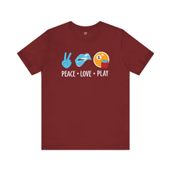 PEACE LOVE play BILLARD - Graphic Unisex Jersey Short Sleeve Tee