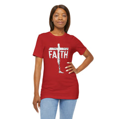 Faith Cross Prosthetic Leg T‑Shirt — Amputee Inspirational Christian Tee