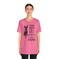 Personalized Your Dog and its name Mother's Day T-Shirt — 'Treats. Walks. Toys. Naps.