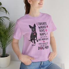 Personalized Your Dog and its name Mother's Day T-Shirt — 'Treats. Walks. Toys. Naps.