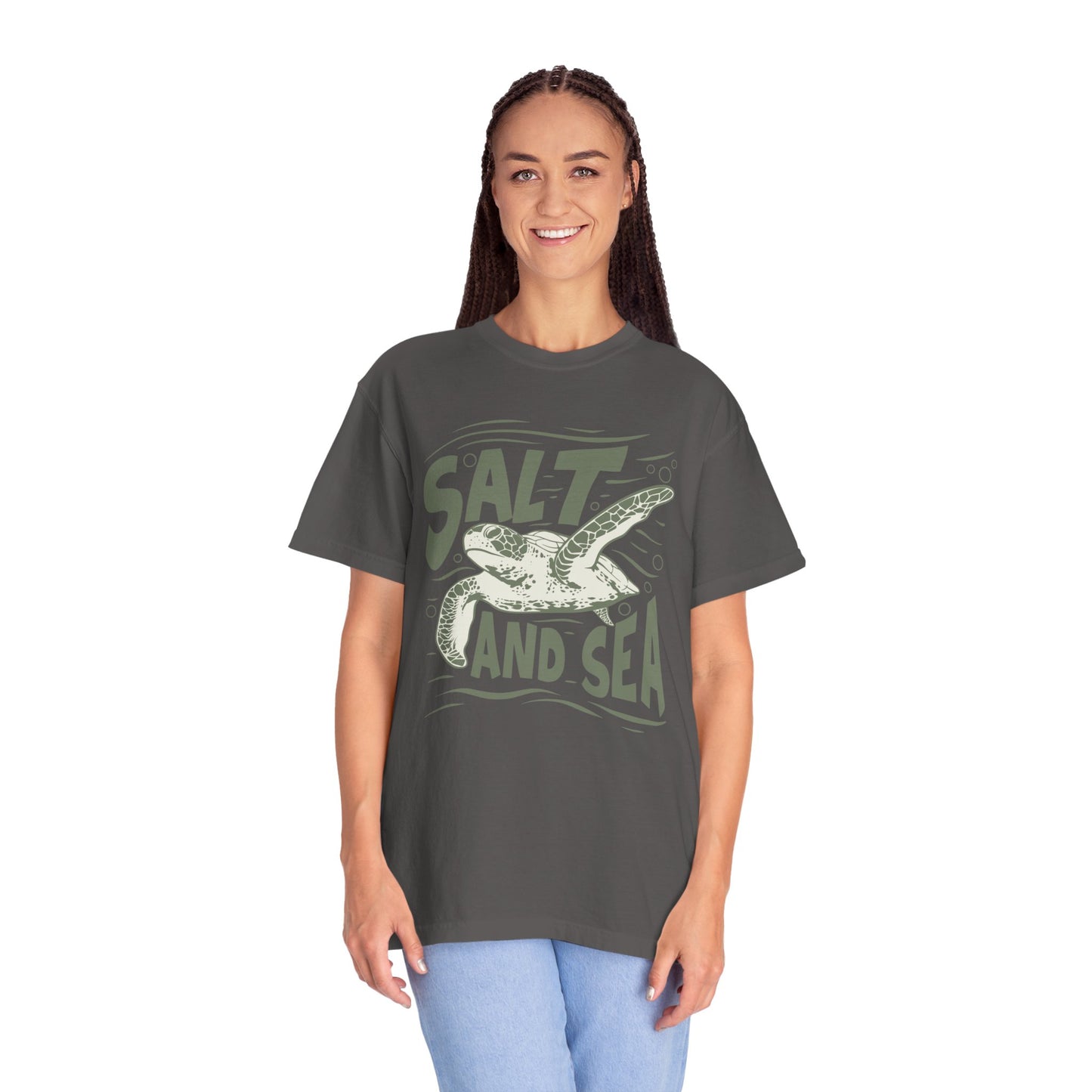 Sea Turtle, Salt And Sea -  Graphic Unisex Garment-Dyed T-shirt