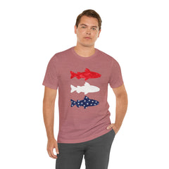 Patriotic Trout T-Shirt — Red White & Blue Fish Tee