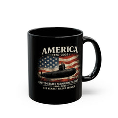 125th Submarine Service Coffee Mug — America 1776–2026 250th Anniversary Tribute (Black)
