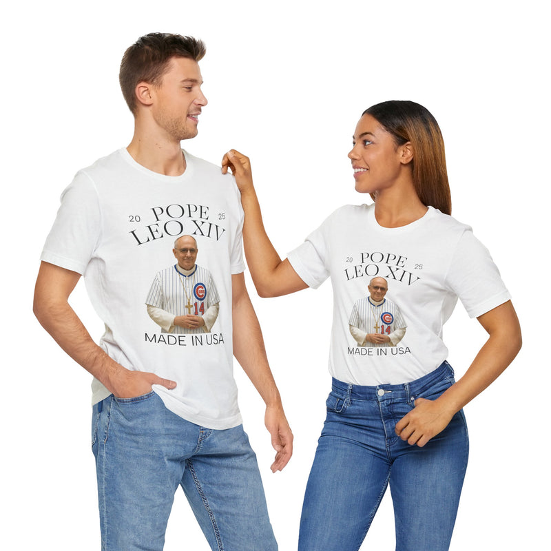 Pope Leo XIV Chicago Cubs Fan Short Sleeve Tee - Made in USA