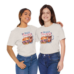 Happy 4th Of July Burger and Mug Graphic, Unisex Jersey Short Sleeve Tee