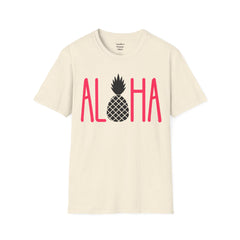 ALOHA with A PineApple Center Unisex Softstyle T-Shirt  Hawaii is so overrated. Grab a T Shirt and a PinaColada instead.