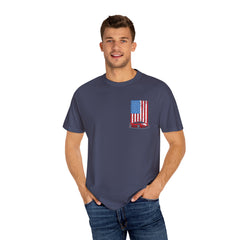 Patriotic Car Graphic Unisex T-Shirt - Vintage American Flag Design