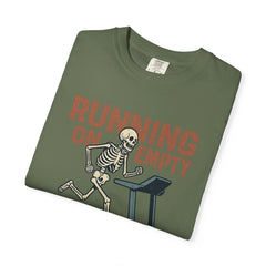 Funny Skeleton Running T-Shirt, Gift for Fitness Lovers, Halloween Tee, Gym Humor Shirt, Quirky Workout Apparel