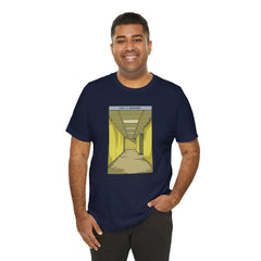 Do Not Question The Hallway T-Shirt — Retro Yellow Corridor Graphic Tee