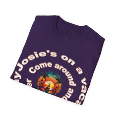 Josie's On A Vacation Far Away Come Around And Talk It Over  Unisex Softstyle T-Shirt  80s Rock The Outfield