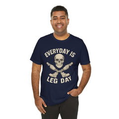 Fitness Tee | Leg Amputee Funny Skull, Everyday Leg Day Gym Shirt, Workout Top