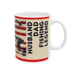 Fishing Themed Graphic Mug, USA Ceramic Mug, 11oz, 15oz. Gift for him, gift for dad, Birthday gift mug, fishing mug, Fathers Day Mug