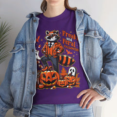 Freaky And Feral Halloween Raccoon! Graphic Unisex Heavy Cotton Tee