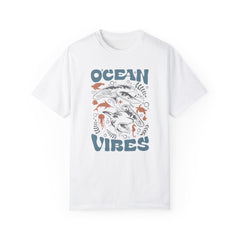 Whales and Dolphins, Ocean Vibes -  Graphic Unisex Garment-Dyed T-shirt