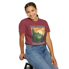 Rocky Mountains Colorado Graphic, Comfort Colors Soft Relaxed Fit Unisex Garment-Dyed T-shirt
