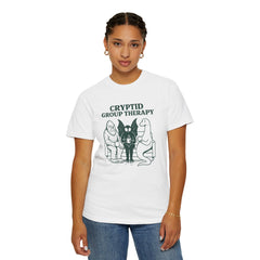 Cryptid Group Therapy Bigfoot, Mothman and Loch Nessie Unisex T-Shirt, Funny Graphic Tee, Gift for Cryptid Lovers, Quirky Casual Wear, Cool Humor Shirt