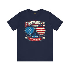 Fireworks Expert, If I Run You Run, Sunglasses  Graphic, Unisex Jersey Short Sleeve Tee