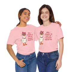 Teacher Valentine T-Shirt — "My Class Is Full of Sweet Hearts" Cute Duck Design