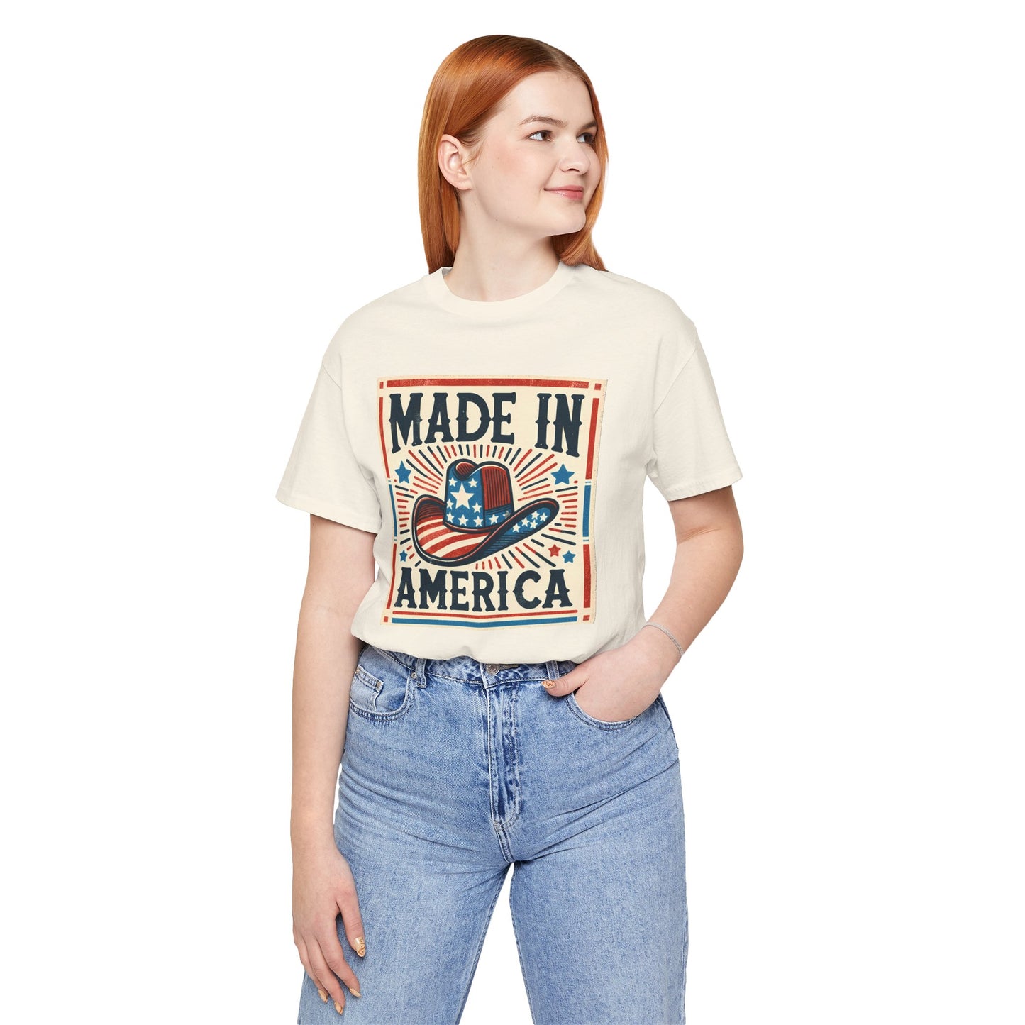 Made In America Cowboy Hat Graphic, Unisex Jersey Short Sleeve Tee