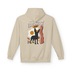 Breakfast Club Hoodie — Cute Black Dog, Bacon & Egg Graphic Pullover
