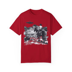 UFO Meets Cowboy Unisex Garment Shirt -Dyed  T Shirt