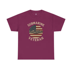 Submarine Veteran American Flag Tee | Unisex Heavy Cotton T-Shirt, Military Apparel, Veteran Gift, Patriotic Top, Casual Wear