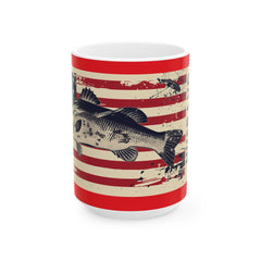 Fishing Themed Graphic Mug, USA Ceramic Mug, 11oz, 15oz. Gift for him, gift for dad, Birthday gift mug, fishing mug, Fathers Day Mug