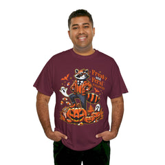 Freaky And Feral Halloween Raccoon! Graphic Unisex Heavy Cotton Tee