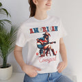 American Cowgirl, Playing Guitar Graphic, Unisex Jersey Short Sleeve Tee