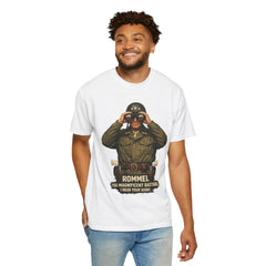 Graphic T-Shirt — Vintage WWII General George Patton Binoculars Design with "Rommel You Magnificent Bastard" Text