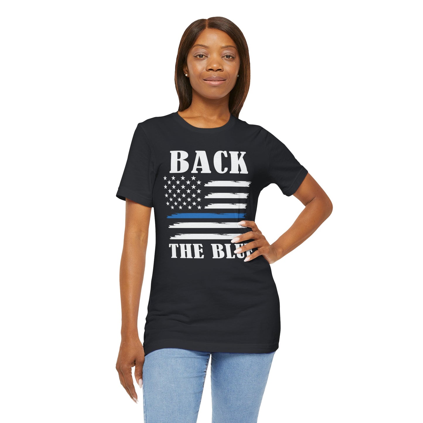 BACK THE BLUE Flag, Graphic Unisex Short Sleeve Tee