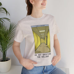 Do Not Question The Hallway T-Shirt — Retro Yellow Corridor Graphic Tee