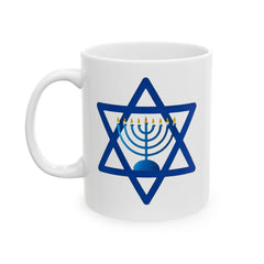 Star of David with  Menorah Jewish Graphic Ceramic Mug (11oz, 15oz)