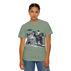 UFO Meets Cowboy Unisex Garment Shirt -Dyed  T Shirt