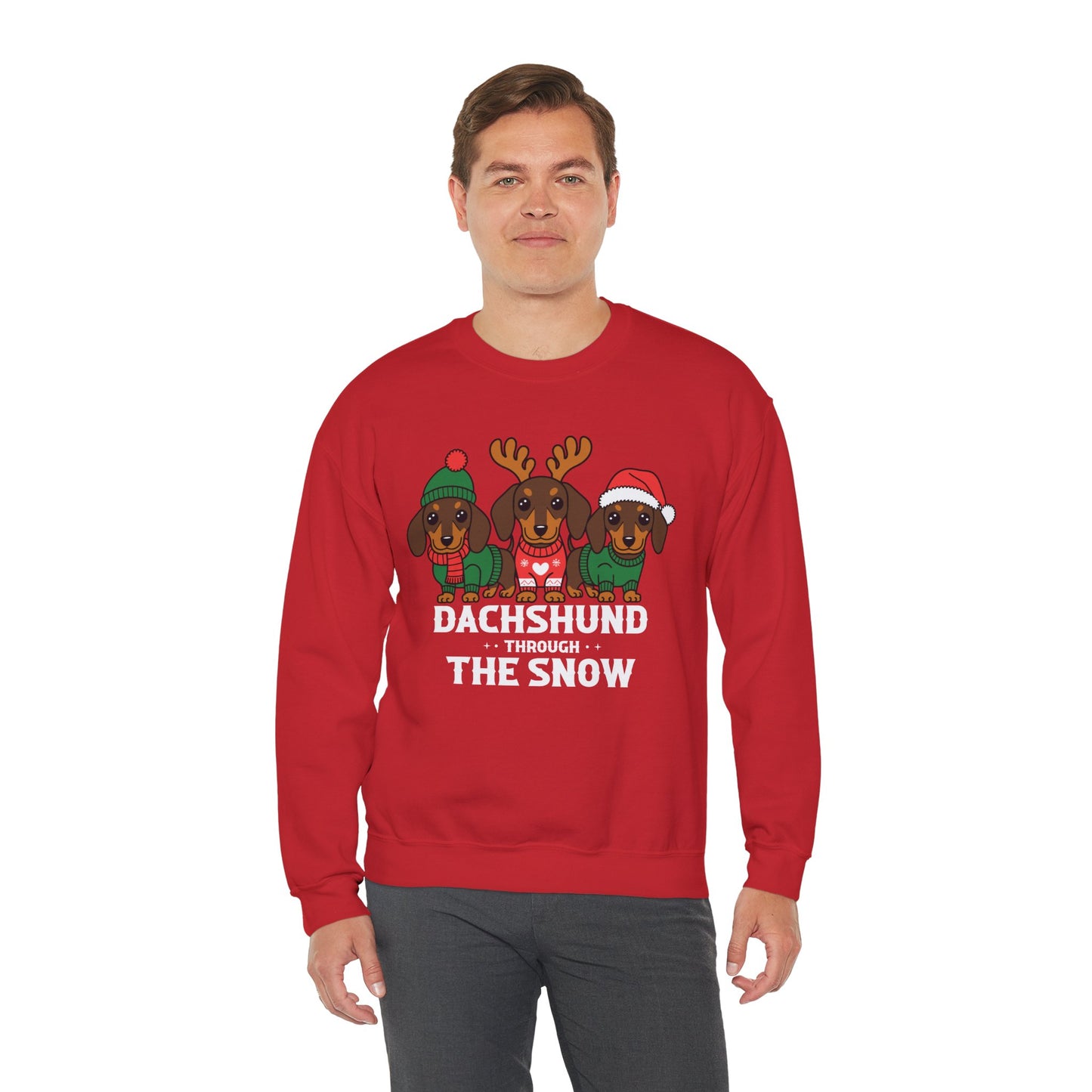 Dachshund Through The Snow - Unisex Heavy Blend™ Crewneck Sweatshirt