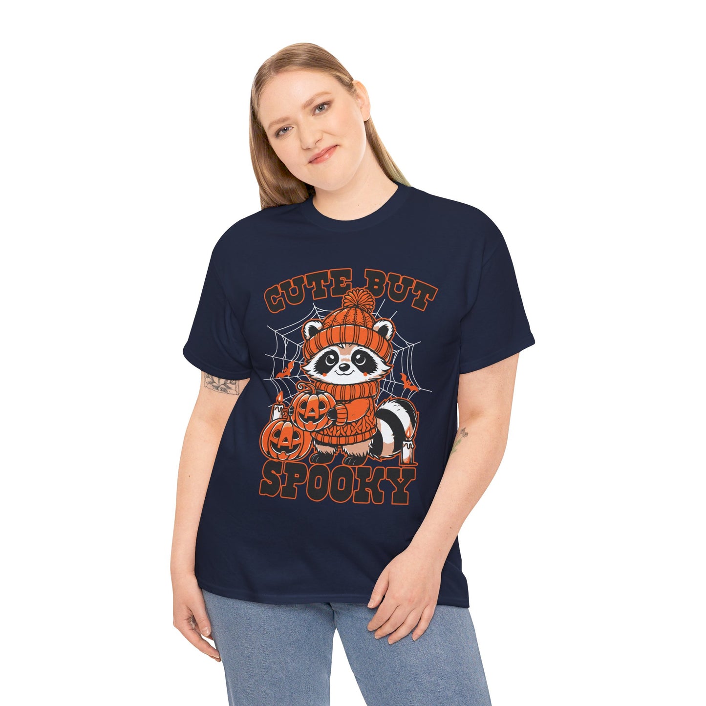 Cute But Spooky Halloween Raccoon! Graphic Unisex Heavy Cotton Tee