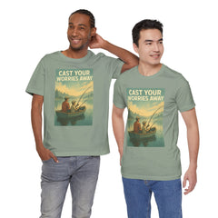Relaxing Fishing Tee - Cast Your Worries Away, Unisex Casual Shirt, Perfect Gift for Dad, Outdoor Lovers, Fishing Trips, Summer Vibes
