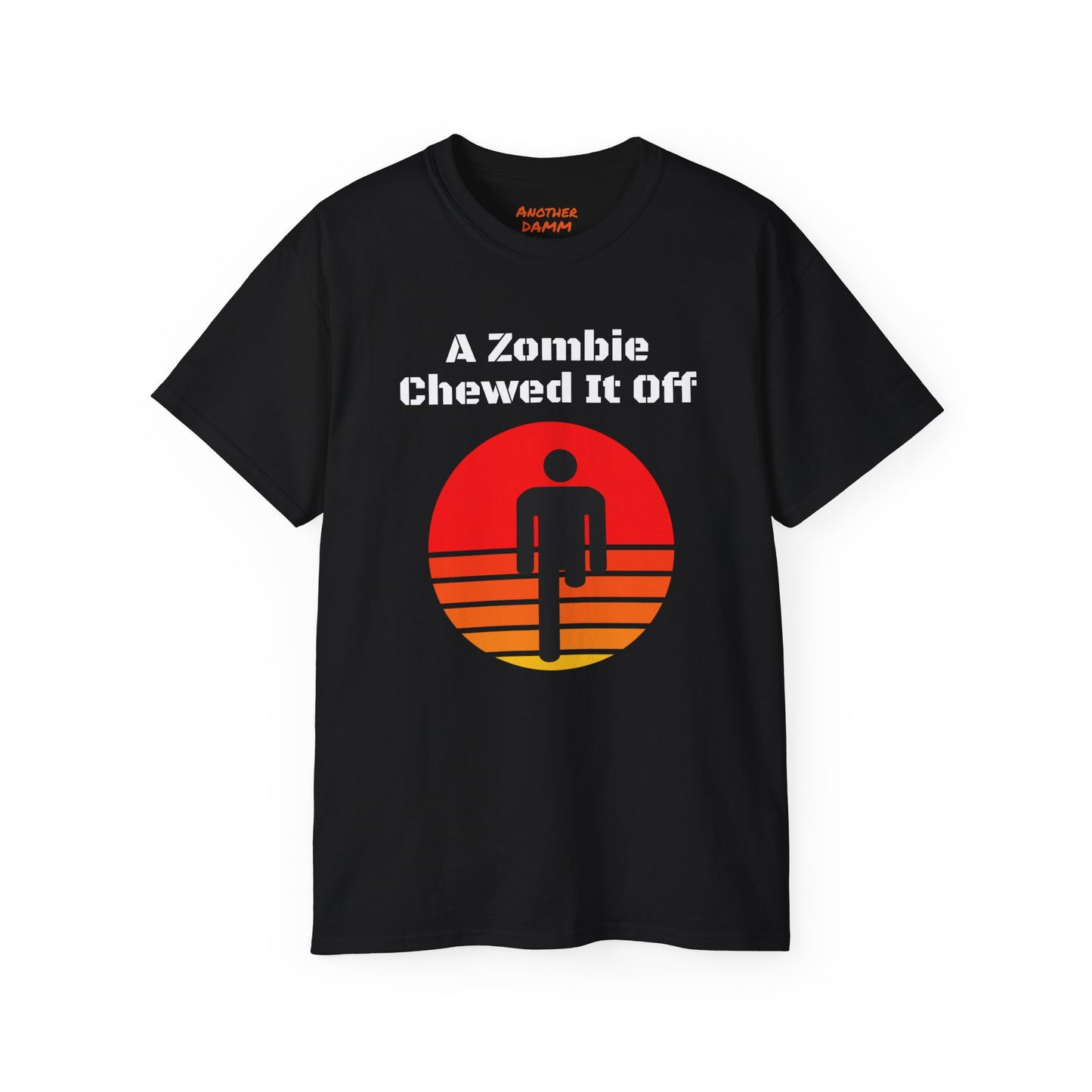 A Zombie Chewed It Off - Unisex Ultra Cotton Tee | Amputee, Leg Amputee, Limb Awareness. Amputee Zombie Fan, Amputee Sunset, Amputee Fun