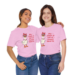 Teacher Valentine T-Shirt — "My Class Is Full of Sweet Hearts" Cute Duck Design